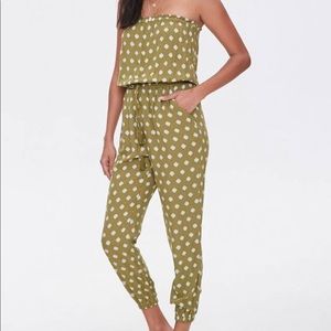 Medallion print tube jumpsuit